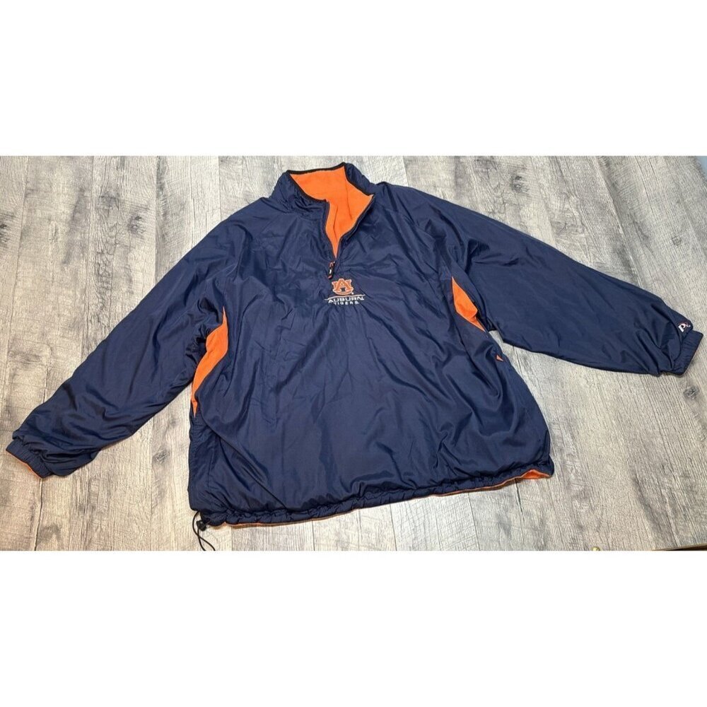 Auburn Tigers Jacket Mens 2XL Reversible Nylon Fleece Pullover Pro Player Y2K